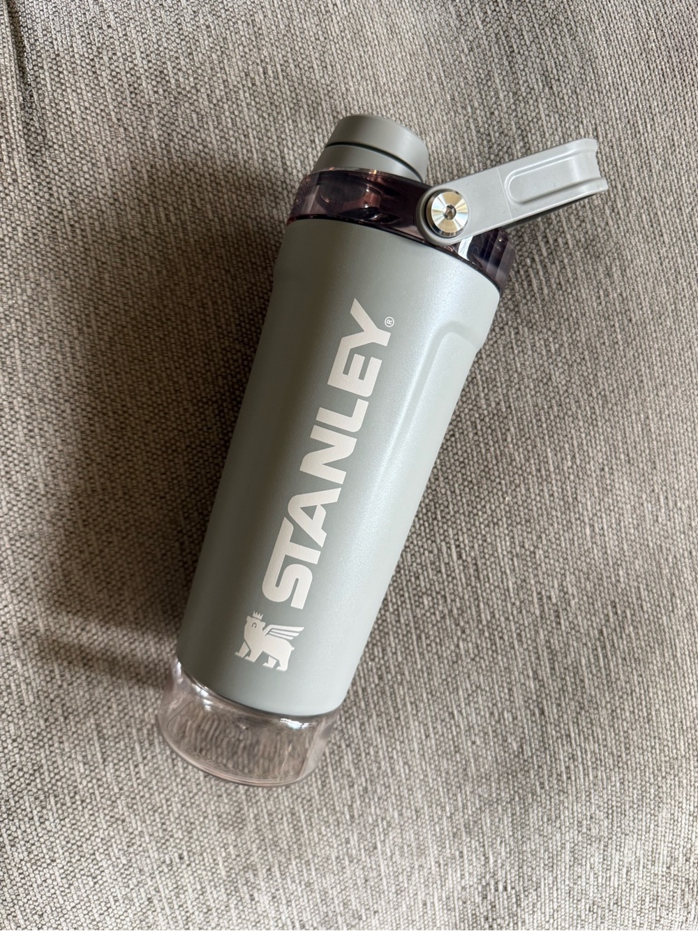 Stanley Gray/Sage Travel Bottle with Clear Base Container and Flip Lid